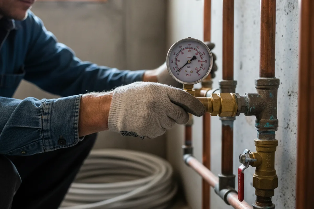 Pressure testing a repaired line during Water Line Repair in Spring Mills